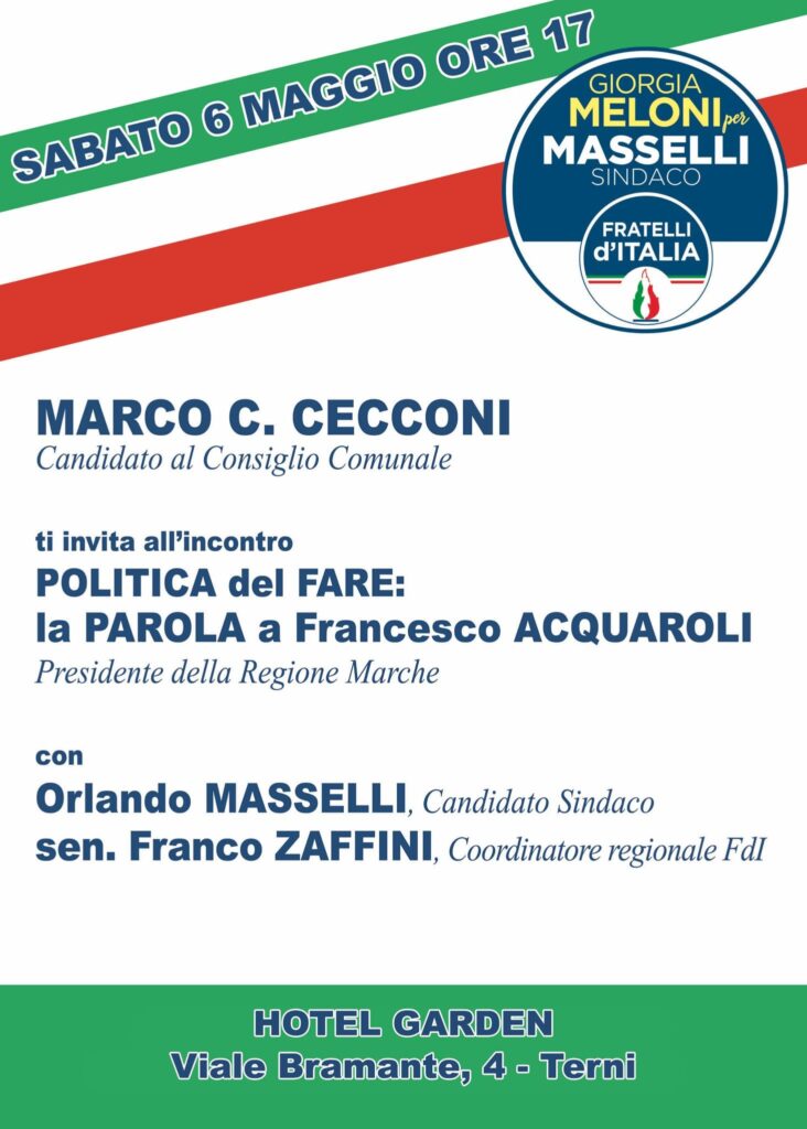 Sabato 7 maggio - Hotel Garden - La parola a Francesco Acquaroli